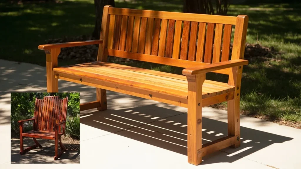 Protective finishes for exotic woods like teak and mahogany in outdoor settings.