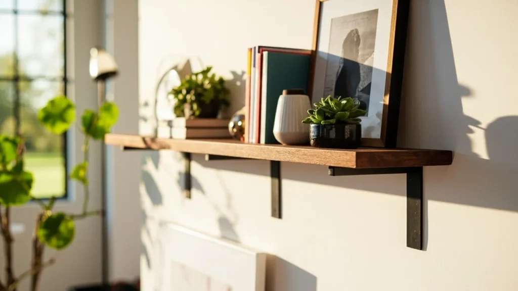 Beautifully mounted shelf on a fragile wall