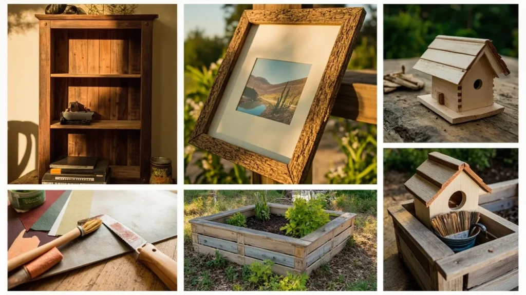DIY wood projects: Turning wood scraps into shelves, picture frames, and garden planters.